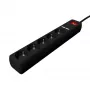 “Gembird SPG5-U2-5-02” kištukinis lizdas su USB įkrovikliu, 5 lizdai, 1,5 m, 2x USB, juodas