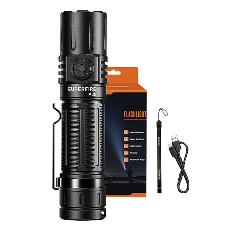 Rankinis LED žibintuvėlis Superfire A20 — 1700 lm galia, 300 m spindulio atstumas