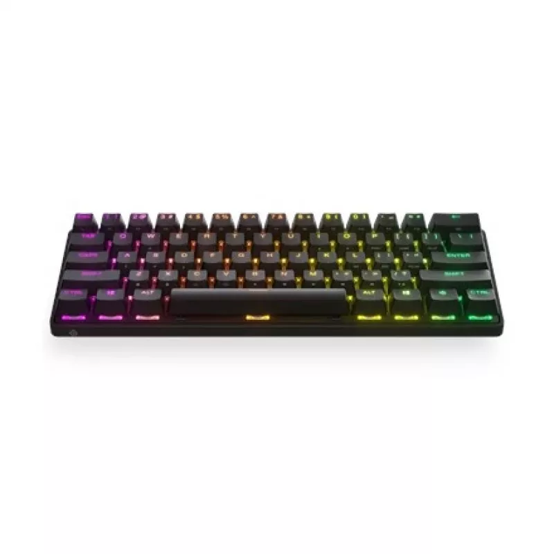 Mechaninė žaidimų klaviatūra STEELSERIES Apex Pro Mini Wireless — 60% formos koeficientas, USB + RF belaidis + Bluetooth, QWERTY US, Juoda