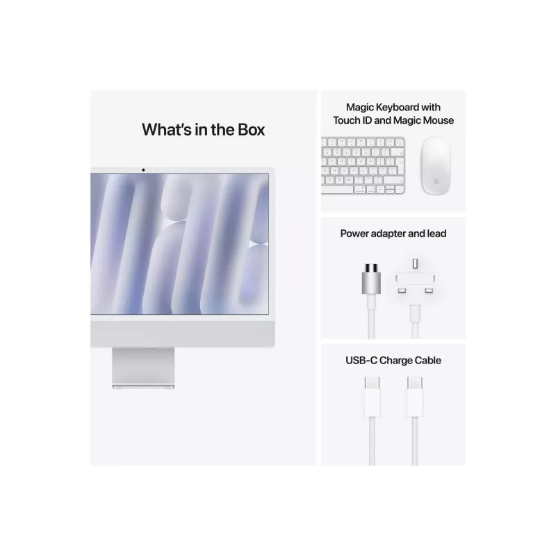 iMac 24 col.: M4 10/10, 24 GB, 512 GB SSD – sidabrinis