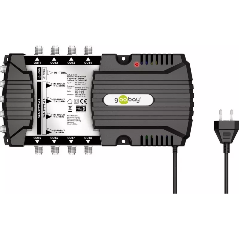 Goobay palydovinis multiswitch 9 įėjimai / 8 išėjimai (64880)