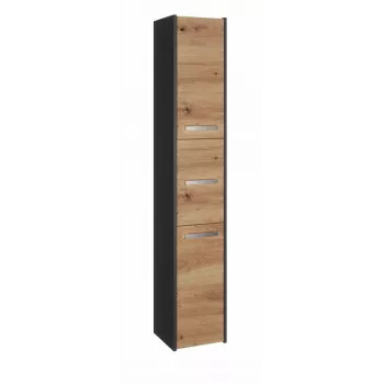 Vonios spintelė top e shop S33 — laisvai pastatoma, ąžuolo spalvos rėmas, antracito/Artisan apdaila, 6 lentynos