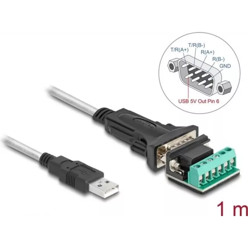 DeLOCK adapteris USB 2.0 Type-A į nuoseklųjį RS-422/485 1 m