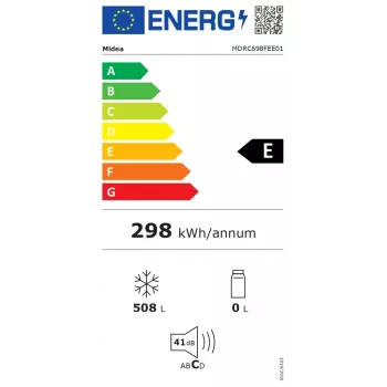 Midea MDRC698FEE01 krūtinės šaldiklis – 508 L, energinio naudingumo klasė E, laisvai pastatomas, 83 cm aukštis, balta