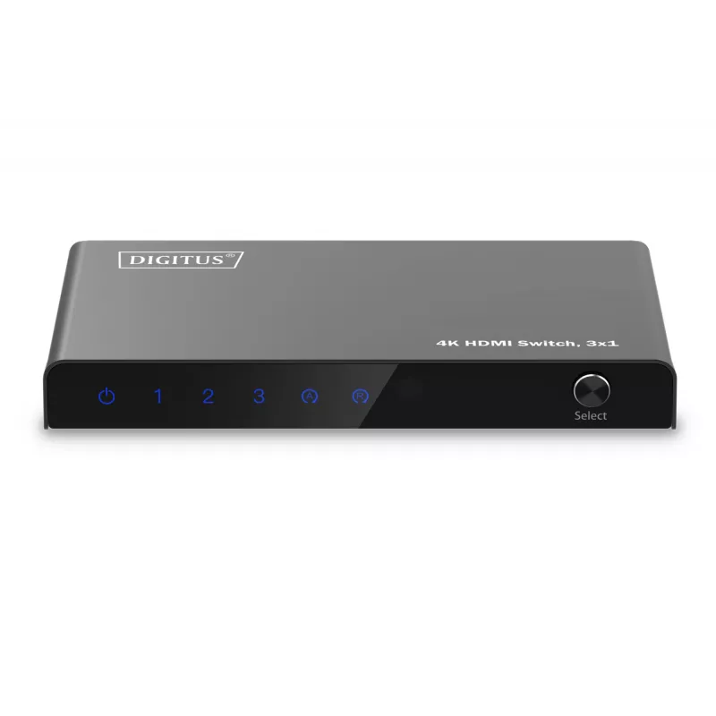 Digitus 4K HDMI jungiklis 3x1, metalinis, juodas, 18 Gbit/s