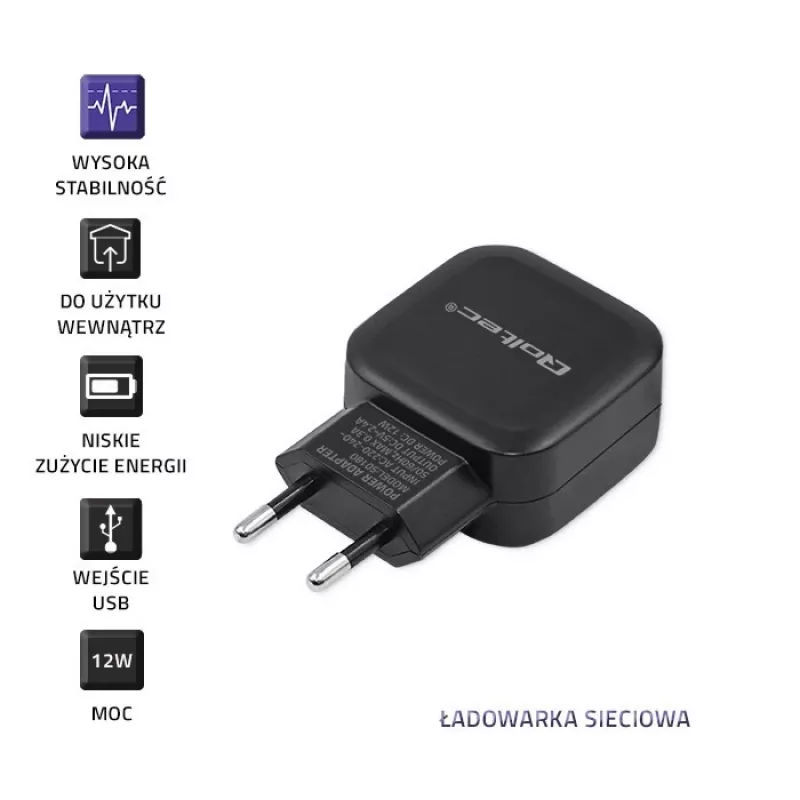 Vidaus kroviklis QOLTEC 50186 išmaniesiems telefonams ir planšetėms, 5 V 3,4 A, 17 W, 2× USB, juodas