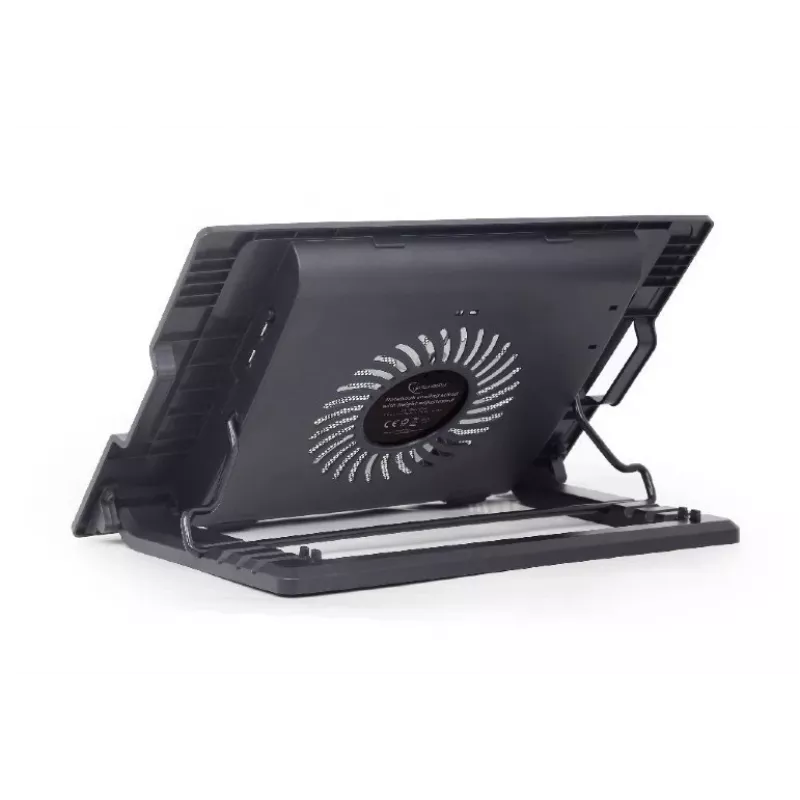 Nešiojamojo kompiuterio aušinimo padėklas Gembird NBS-1F17T-01, iki 17 colių, 1×15 cm ventiliatorius, USB 2.0, 370×265×33 mm, 350 mA, juodas