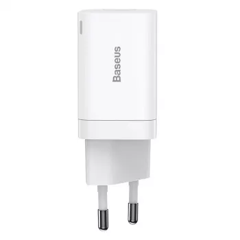 Baseus Super Si Pro greitasis įkroviklis USB + USB-C 30 W (baltas)