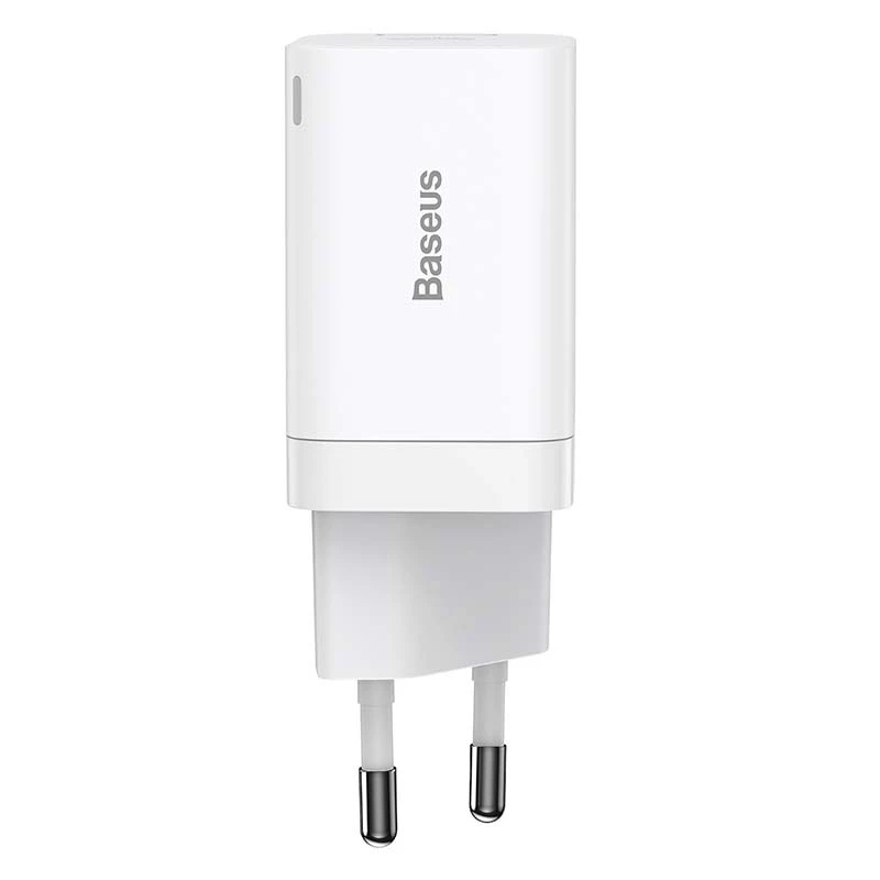 Baseus Super Si Pro greitasis įkroviklis USB + USB-C 30 W (baltas)