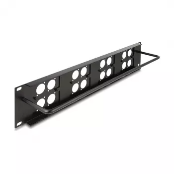 DeLOCK 88195 D tipo 19 colių pataisymo skydas su 4 plokštėmis, 16 prievadų, 2U, juodas