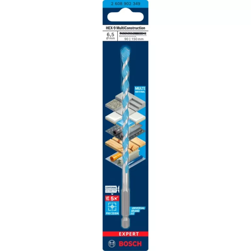 Grąžtas Bosch Expert HEX-9 O 6,5 mm, darbinis ilgis 90 mm, šešiabriaunis kotas