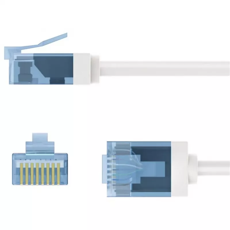 Goobay itin lankstus CAT 6A plonas U/UTP komutacinis kabelis baltas – itin trumpa jungtis (74288)