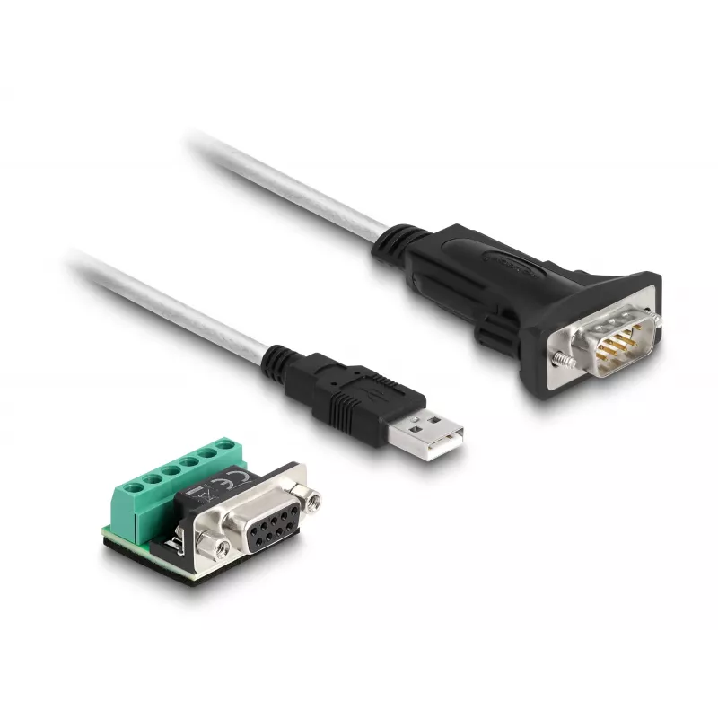DeLOCK 63465 Serial kabelis Juoda Transparent 1.8m USB Type-A DB-9