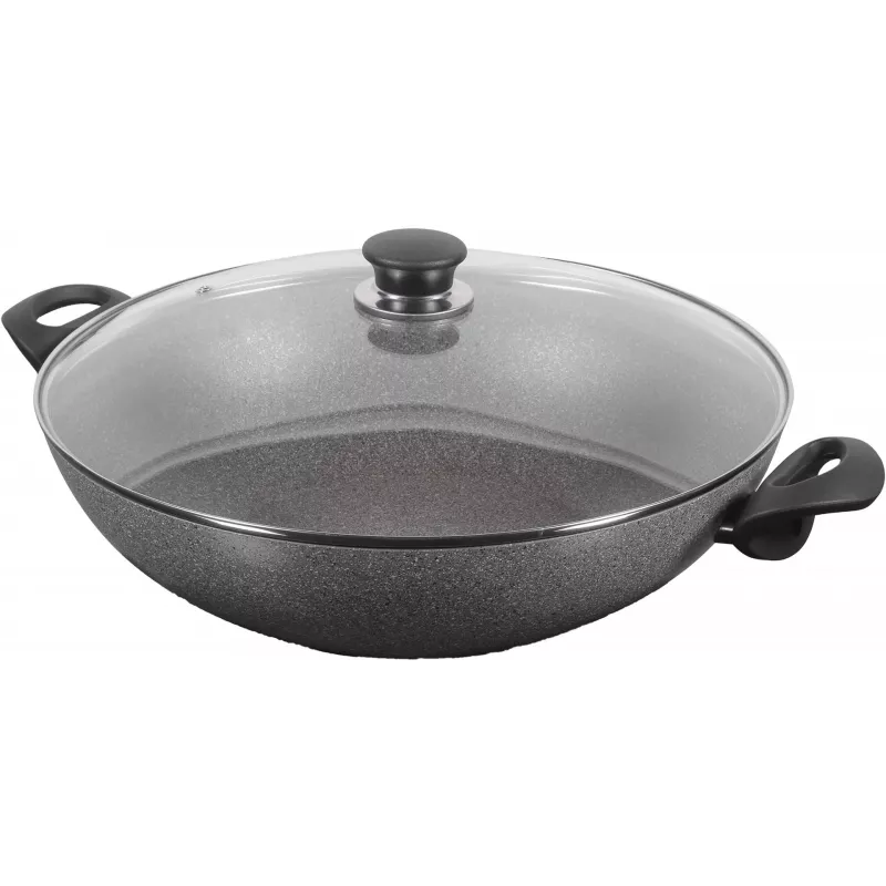 Wok keptuvė Ballarini Ferrara FERR8KD.36D 36 cm, granito danga, dvi rankenos ir dangtis