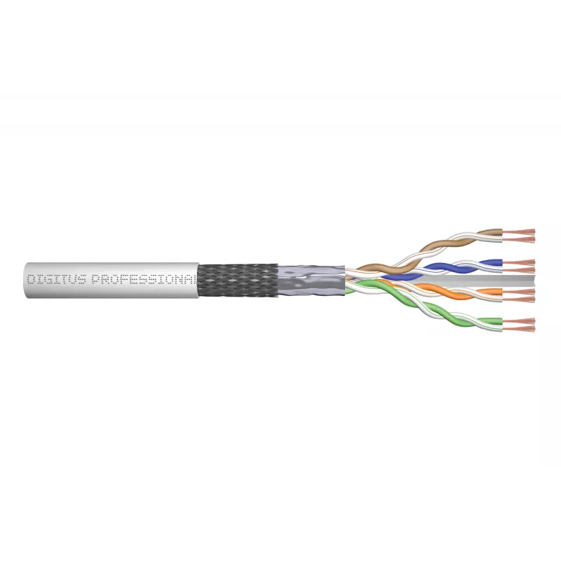 Tinklo kabelis Digitus CAT 6 SF/UTP vytos poros komutacinis kabelis žalias 305 m Pilka
