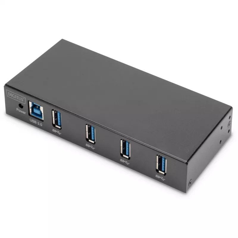 DIGITUS USB šakotuvas 4 prievadų 3.0->4xA3.0 pramoninė linija, juodas