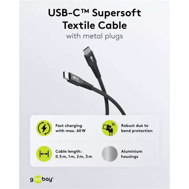 Goobay 73953 USB kabelis, juodas