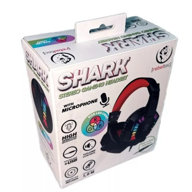 Rebeltec stereo ausinės su mikrofonu SHARK — laidinės, ant ausų dedamos