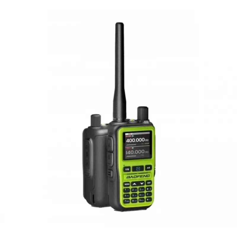 Rankinis racija Baofeng UV-5R EU su USB-C, Bluetooth, VHF/UHF (136–174 MHz), FM 65–108 MHz, 5 W, 1600 mAh, LCD, LED žibintuvėlis