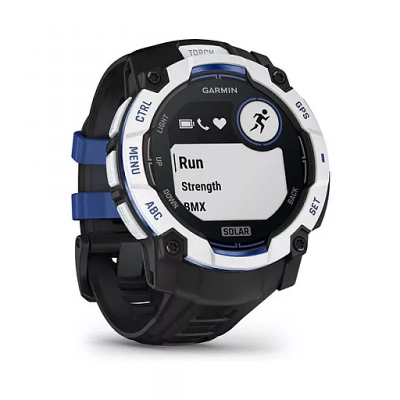 Išmanusis laikrodis GARMIN Instinct 3.05 cm (1.2 colio) AMOLED 45 mm 390x390 px jutiklinis ekranas Juoda Balta GPS 4 GB 53 g Silikoninis dirželis