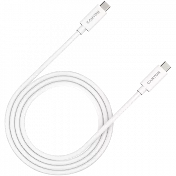 CANYON UC-44, laidas, U4-CC-5A1M-E, USB4 TYPE-C į TYPE-C laido komplektas 40G 1m 5A 240W(ERP) su E-MARK, CE, ROHS, baltas