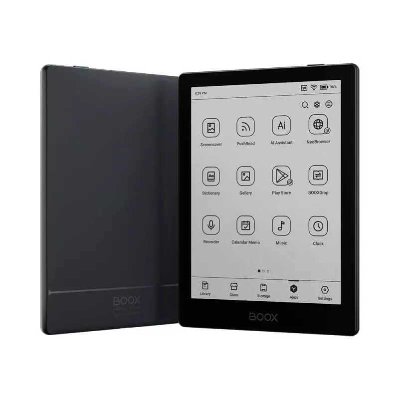 E. skaityklė Onyx Boox 6 colių (15,2 cm) su 1448×1072 E‑ink, 32 GB, 2 GB RAM, Android 11, dviejų juostų Wi‑Fi, Bluetooth 5.0, MicroSD, USB‑C, juoda
