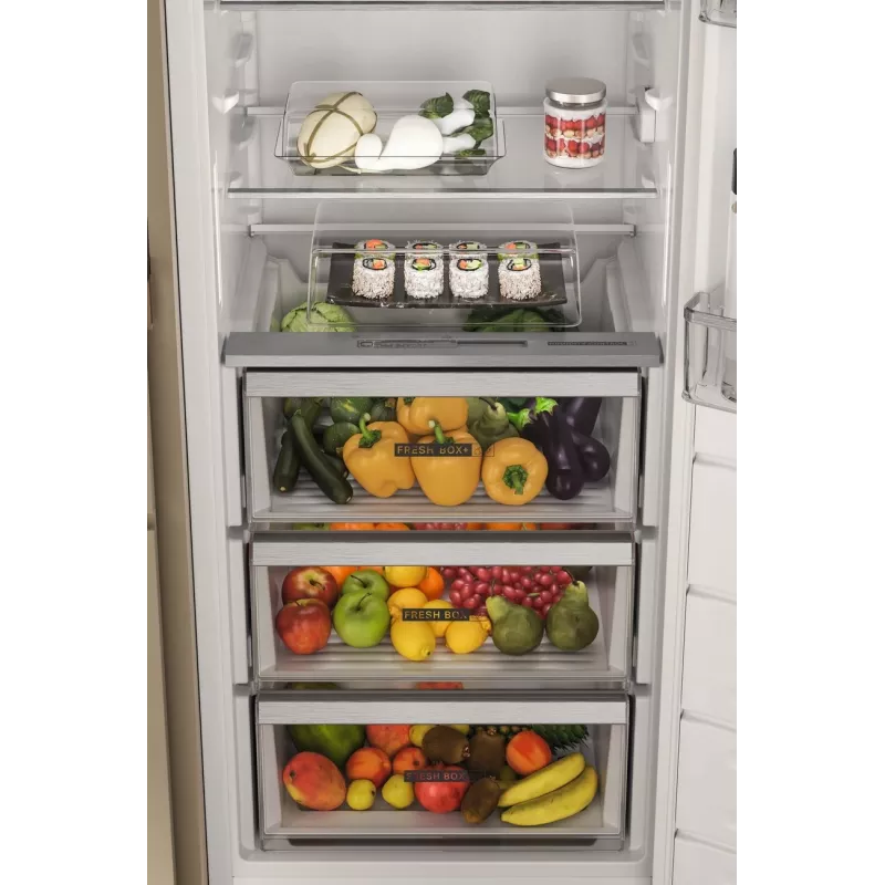 Whirlpool šaldytuvas | WHSD18A013D1 | Energijos efektyvumo klasė E | Įmontuojamas | Larder | Aukštis 177 cm | Šaldytuvo naudingoji talpa 306 l | Ekranas | 30 dB | Nerūdijantis plienas