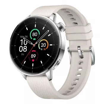 Išmanusis laikrodis ONEPLUS OnePlus Watch 3 43mm, 1,32 colio AMOLED 466×466, titano/sidabro spalvos, baltas guminis dirželis, GPS, Wi‑Fi