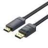 DisplayPort į HDMI kabelio adapteris Vention HAGBH, 2 m, juodas, 7 mm skersmuo