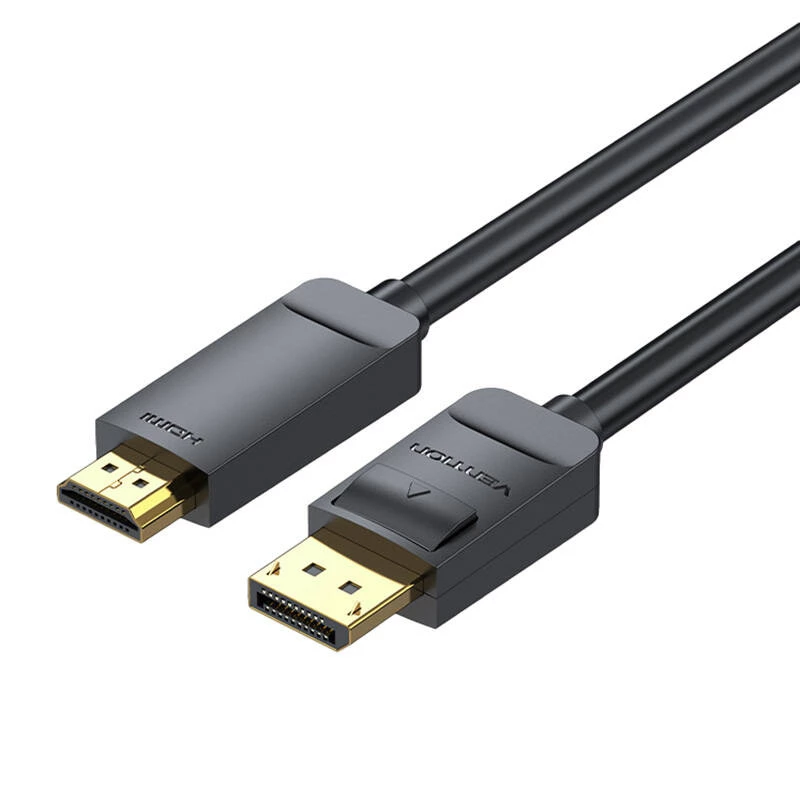 DisplayPort į HDMI kabelio adapteris Vention HAGBH, 2 m, juodas, 7 mm skersmuo