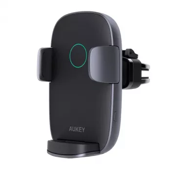 Belaidis įkrovimo telefono laikiklis Aukey HD-C52 — Qi suderinamas reguliuojamo kampo automobilinis telefono laikiklis su belaidžiu įkrovimu