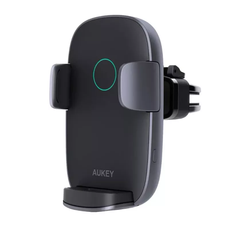 Belaidis įkrovimo telefono laikiklis Aukey HD-C52 — Qi suderinamas reguliuojamo kampo automobilinis telefono laikiklis su belaidžiu įkrovimu