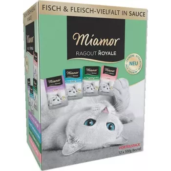 Šlapias kačių ėdalas Miamor Ragout Royale Adult Mix padaže 12×100 g dėklai — suaugusioms katėms, 12×100 g, padažas, suaugusioms