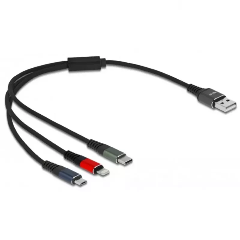 USB įkrovimo laidas DeLOCK 3 viename Type-A į Lightning, Micro USB, USB Type-C 30 cm