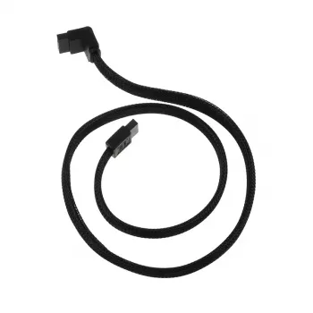 SilverStone SATA III kabelis 50 cm, kampinis / tiesus - su juodu apvalkalu