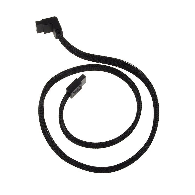 SilverStone SATA III kabelis 50 cm, kampinis / tiesus - su juodu apvalkalu