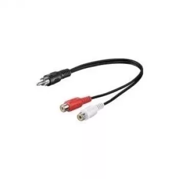 Wentronic Goobay RCA adapterio kabelis, juodas, 0,2 m - RCA kištukas > 2x RCA lizdas (garso kairė/dešinė) (50005)
