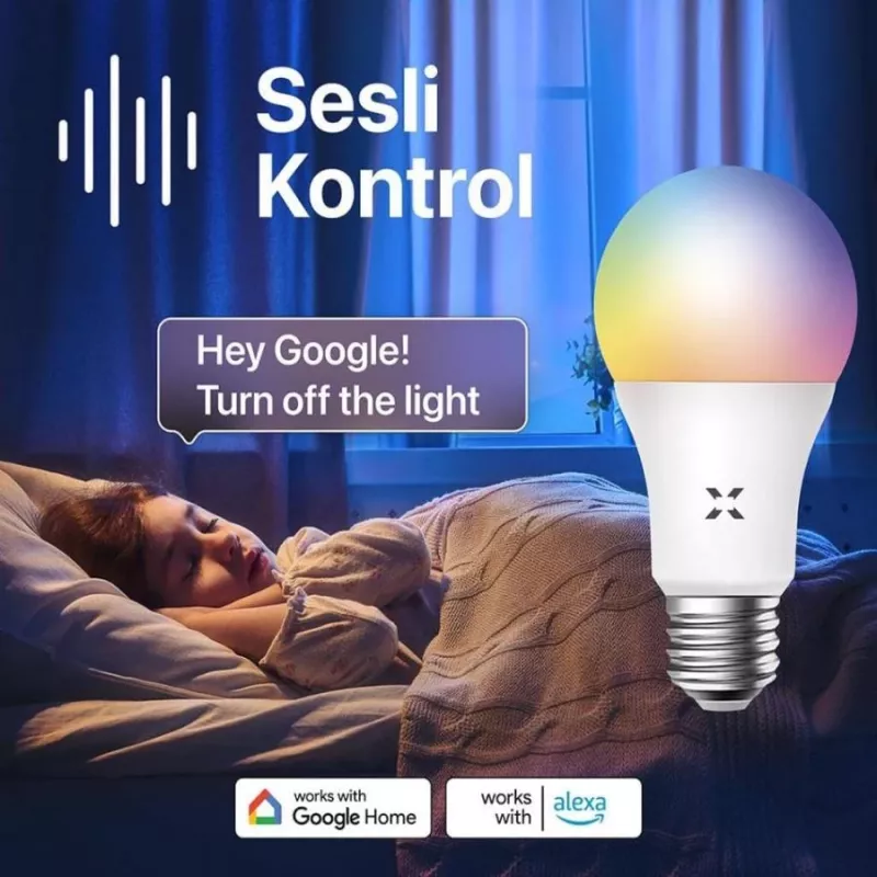 XENON Smart X7021 išmanioji LED RGB lemputė, 9 W, Wi-Fi, Bluetooth, balta