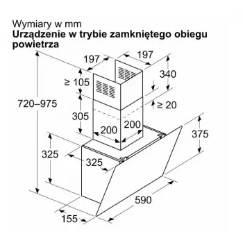 Sieninis gartraukis Bosch DWK65DK20, 590×325×690 mm, 550 m³/h, 3 greičiai, 62 dB, baltas, aliuminio riebalų filtras