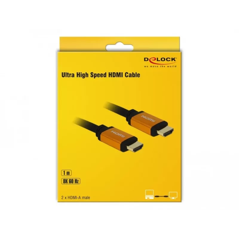 HDMI kabelis DeLOCK 85727 1 m A tipo kištukas – kištukas, juodas, auksinis