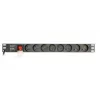 Maitinimo skirstytuvas Gembird EG-PDU-014-FC14, 8 AC lizdai, C14 įvadas, 3 m kabelis, 1U aliuminio korpusas, 10 A, 3680 W
