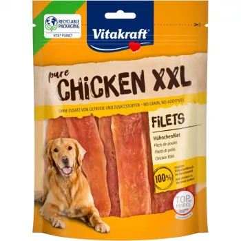 Kramtomas šunų skanėstas Vitakraft Chicken Fillets XXL 250 g — vištienos skonio, 60% baltymų, 18% drėgmės