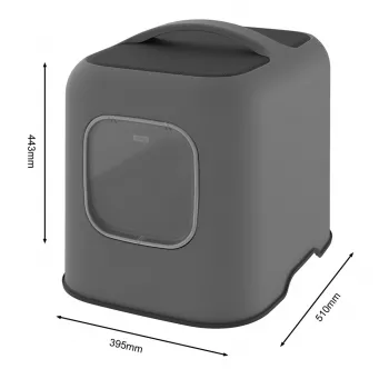 Rotho uždaros katės tualeto dėžutės BIALA, antracito plastikas, 395×510×443 mm su kastuvėliu