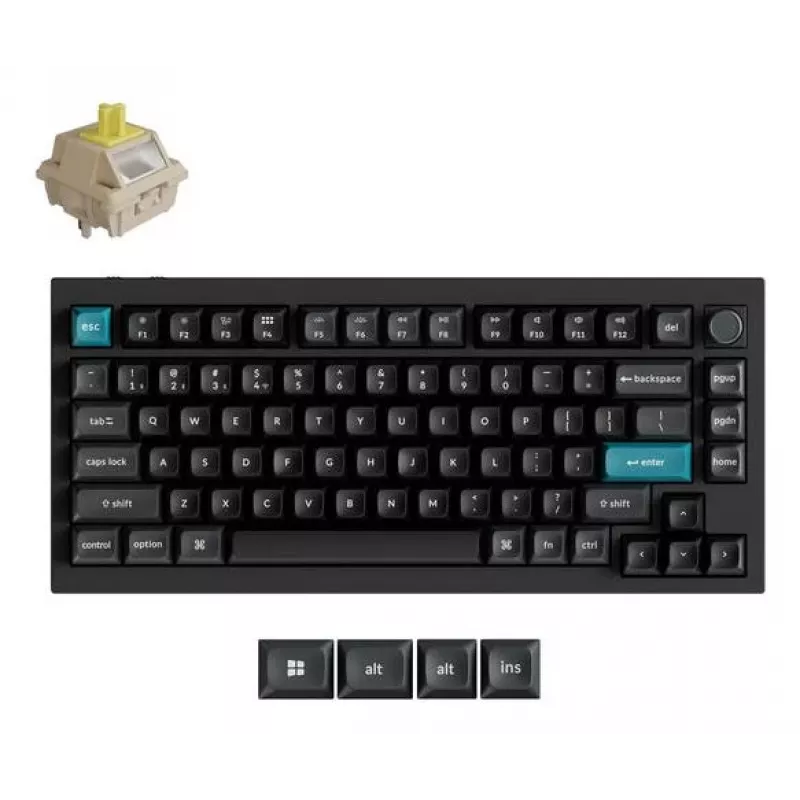 Mechaninė klaviatūra Keychron Q1 Ultra 8K — 75% formos, USB + RF belaidis + Bluetooth, RGB LED, juoda