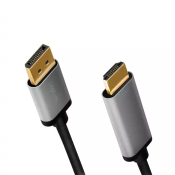 LogiLink CDA0107 vaizdo kabelio adapteris 2 m DisplayPort HDMI Pilka Juoda