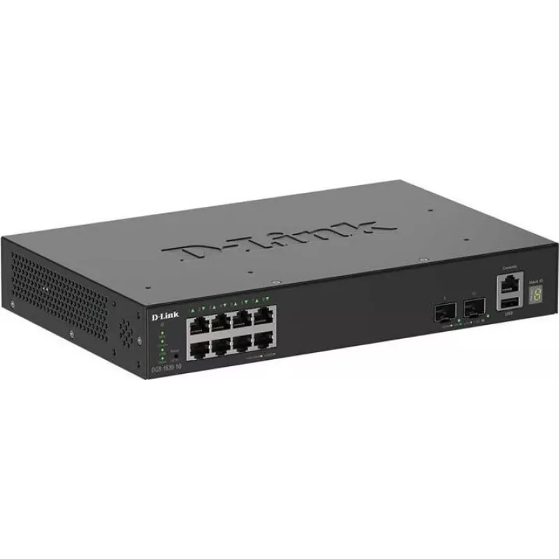 D-Link 10 prievadų gigabitinis kraunamas išmanus valdomas komutatorius su 2 x 10G SFP+ prievadais