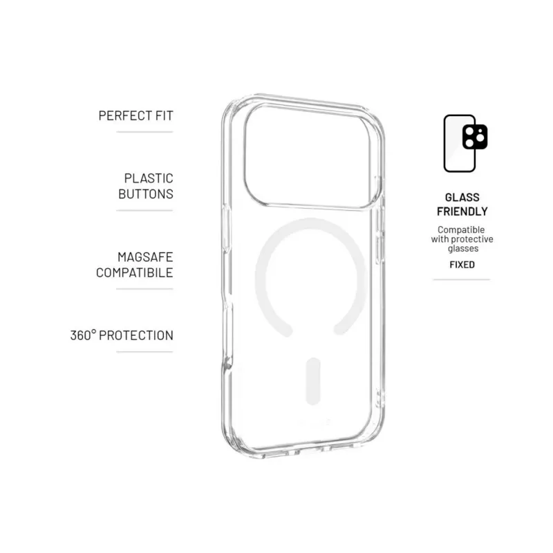Fixed nugarėlės dangtelis | Apple | iPhone 17 Pro | TPU/PC | Skaidrus | MagPure