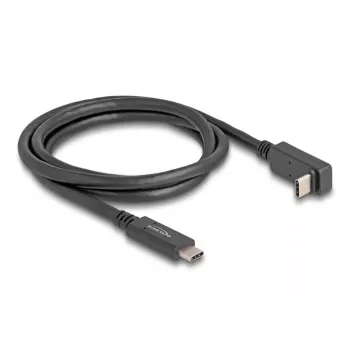 Delock - USB laidas - 24 kontaktų USB-C (kištukas) į 24 kontaktų USB-C (kištukas) kampuotas - USB 3.2 Gen 2 - 3 A - 1,0 m - USB maitinimo tiekimas (60 W), palaiko 4K 144 Hz (3840 x 2160), iki 10 Gbps duomenų perdavimui