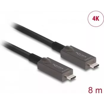 DeLOCK aktyvus optinis USB-C vaizdo + duomenų + PD kabelis 8 m Juodas