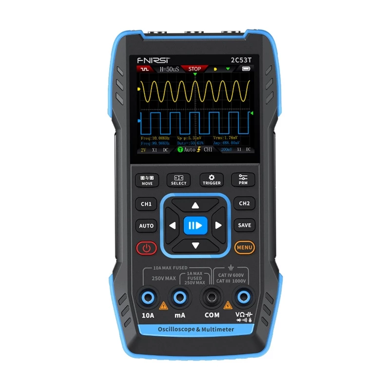 FNIRSI 2C53T 3-in-1 nešiojamasis osciloskopas multimetras signalų generatorius